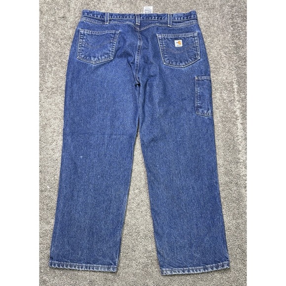 Vintage Carhartt Double Knee Denim Jeans 40X30 Carpenter Dungaree Faded - Picture 7 of 13